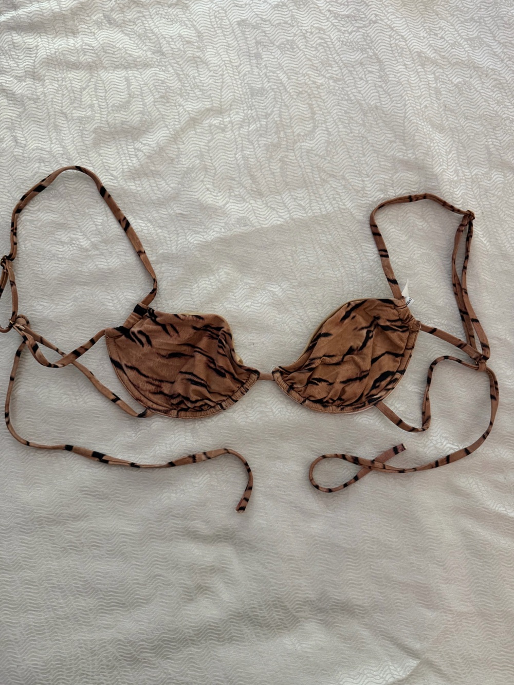 Weworewhat Tiger Print Brown Bikini Top